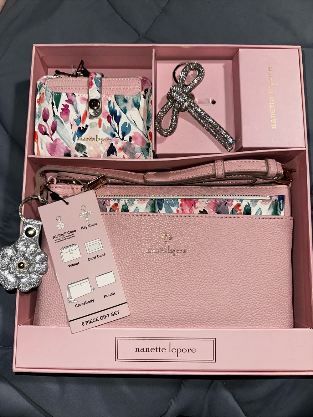Nanette Lepore Node Pink Floral 6-Piece Travel Gift Set